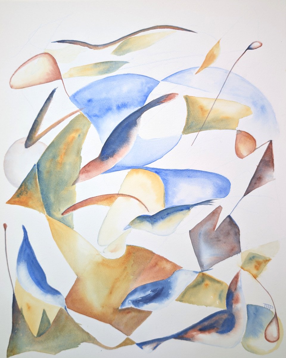 Expressive Abstract Watercolour By Michele Paris, 16 X 20", La Volee #386, Original Artwork