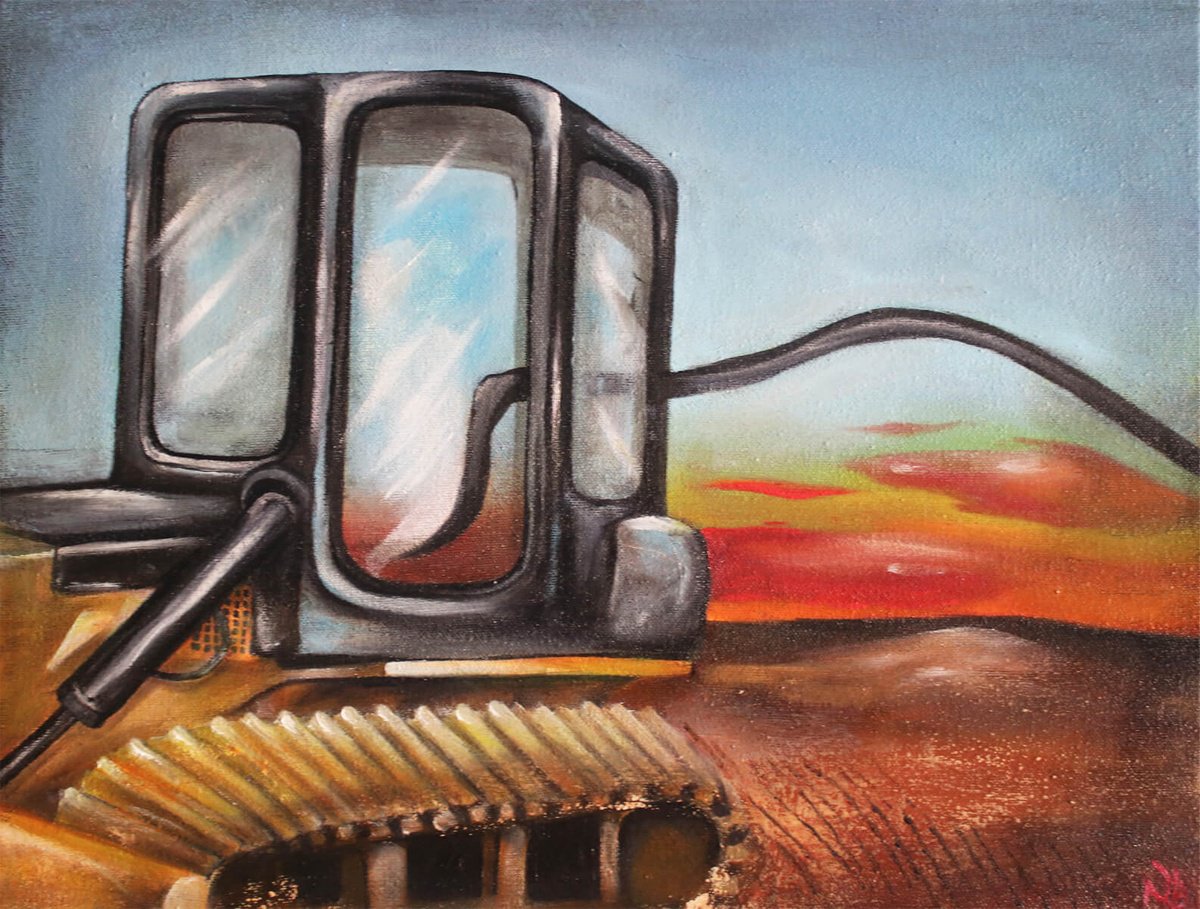 Surrealistic Landscape Oil Painting By Vanessa T Stefanova, 18 X 14", Canvas Prints Close Up 2, Original Artwork