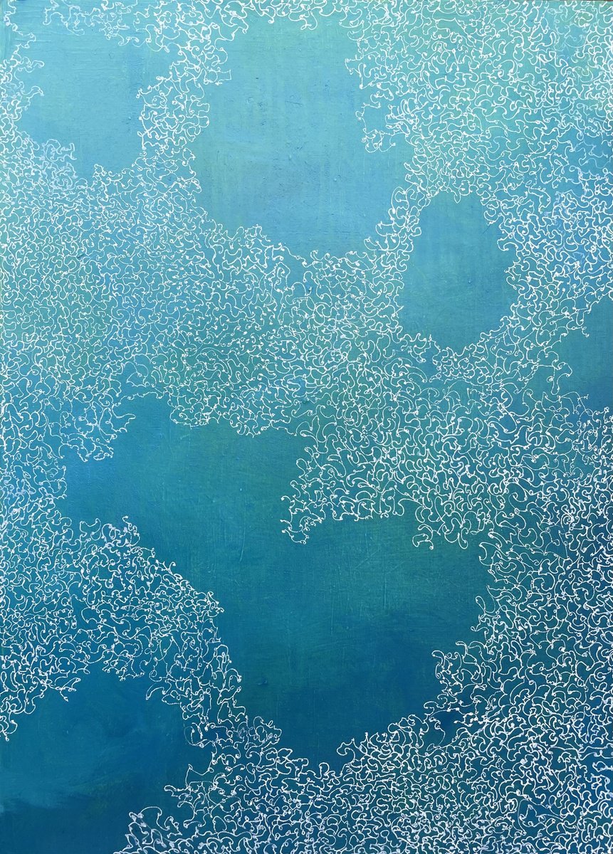 Abstract Oil Painting By Flora Butler, 12 X 16, Blue Membrane, Original Artwork