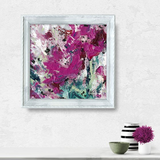 Pink Love - Framed Textured Floral Painting by Kathy Morton Stanion