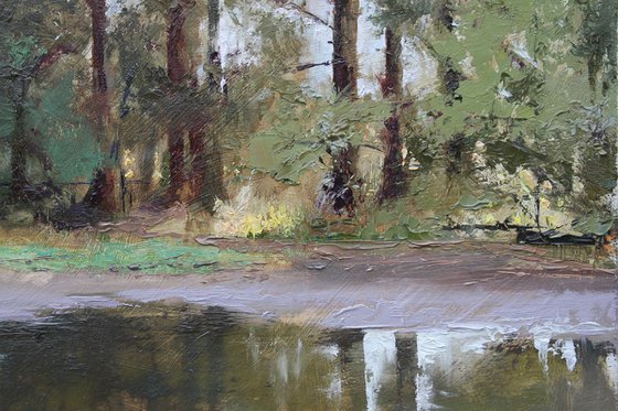 Shaded Pool - original plein air oil painting