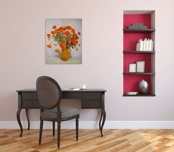 Orange Flowers in the Vase, Ranunculus