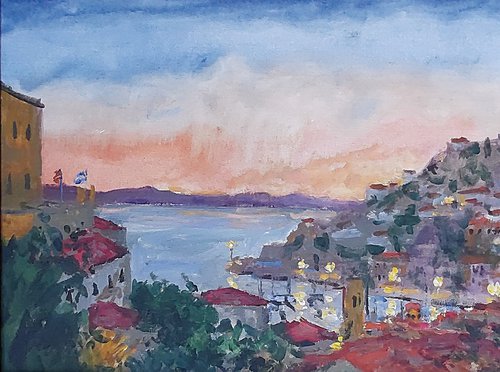 Hydra in the morning by Dimitris Voyiazoglou