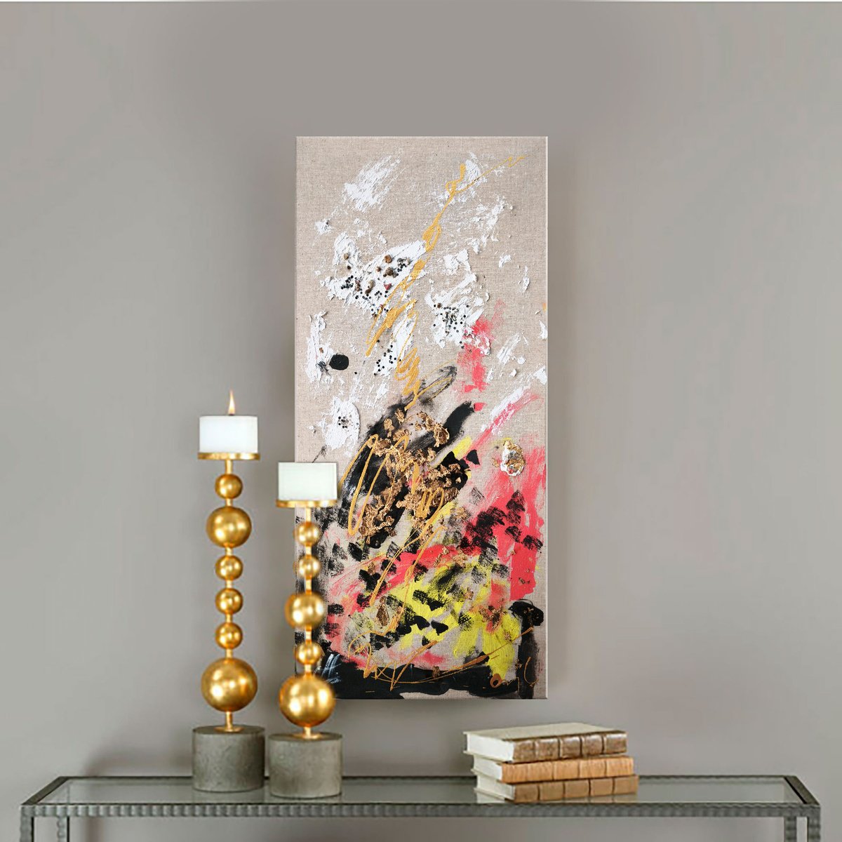 Expressive Abstract Acrylic Painting By Annet Loginova, 13 X 25, Modern Minimalist Art, Original Artwork