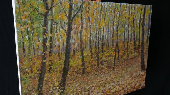 In The Golden Autumn Forest - autumn landscape painting