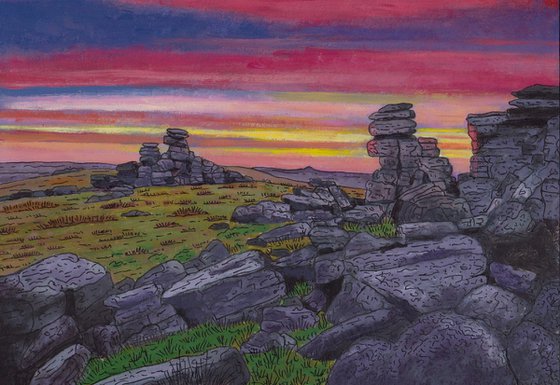 Sunset, Hound Tor, Dartmoor