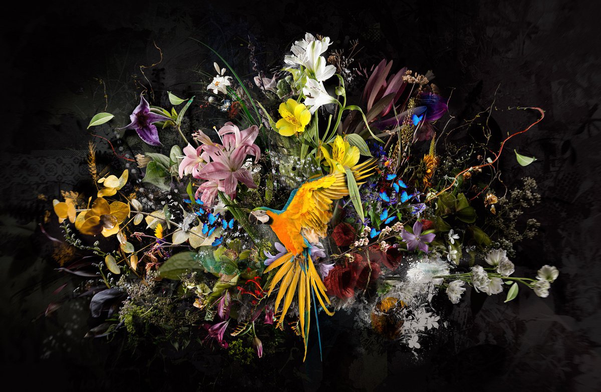 Botanical Painting By Teis Albers, 59 X 39", Bouquet Xxxviii, Original Artwork