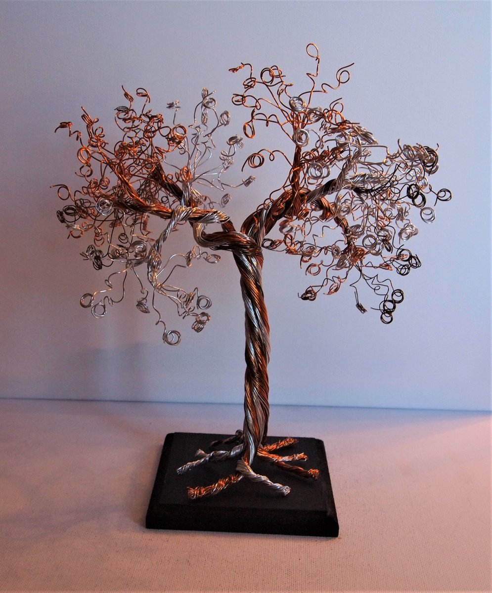 Silver and copper wire tree sculpture by Steph Morgan
