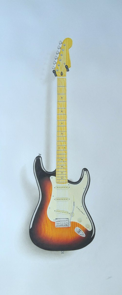 Electric Guitar In Pencil by Daniel Shipton