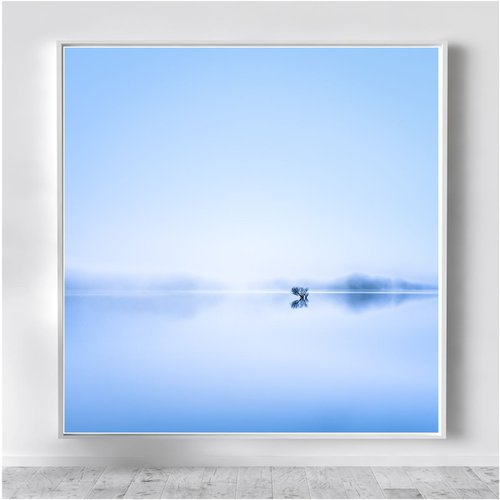 Solitude in Blue  - Extra large minimalist Sky Blue Canvas by Lynne Douglas
