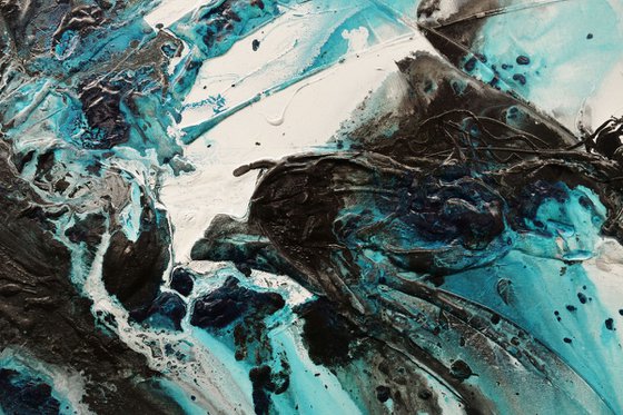 Turquoise Rapture 240cm x 100cm Textured Abstract Art