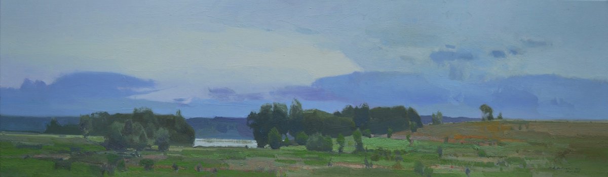 Evening By The Lake By Vytautas Laisonas, 39 X 12, Artwork For Sale On Artfinder