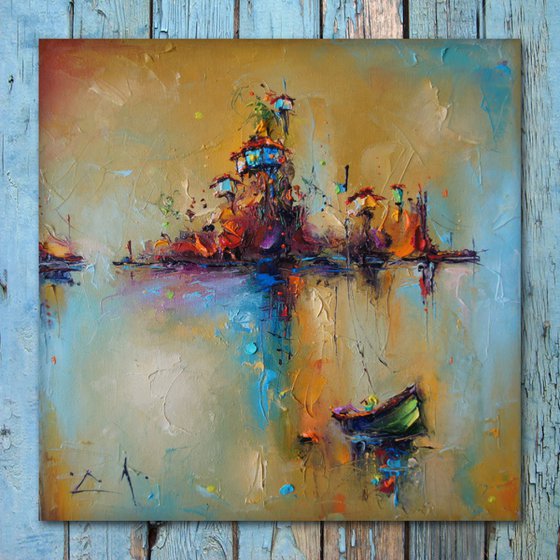The island,  Modern Oil Painting, Free shipping