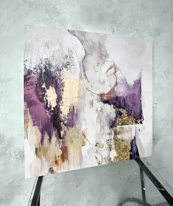 "Pink Sobriety" Abstract purple gold wall art