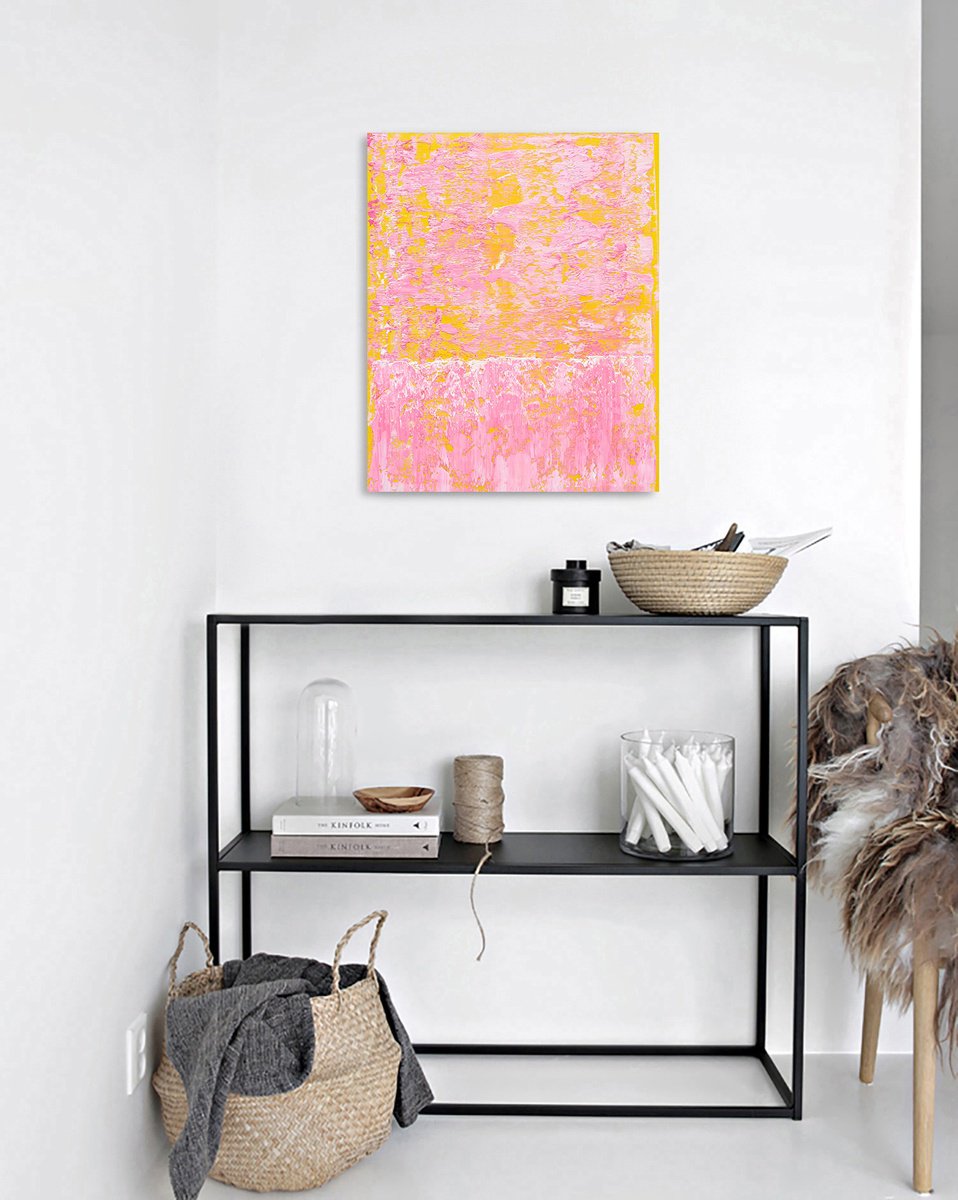 Abstract Oil Painting By Nataliia Sydorova, 26 X 31", Rose Yellow, Original Artwork