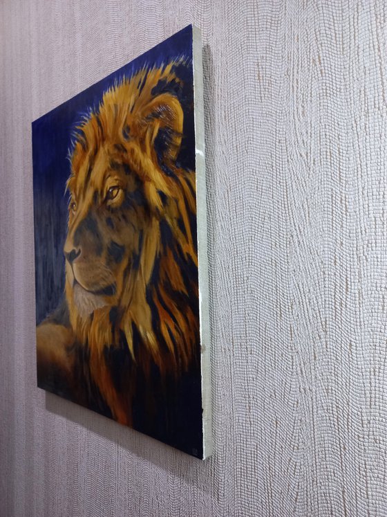 Totem Lion 60x50 cm Animal oil portrait