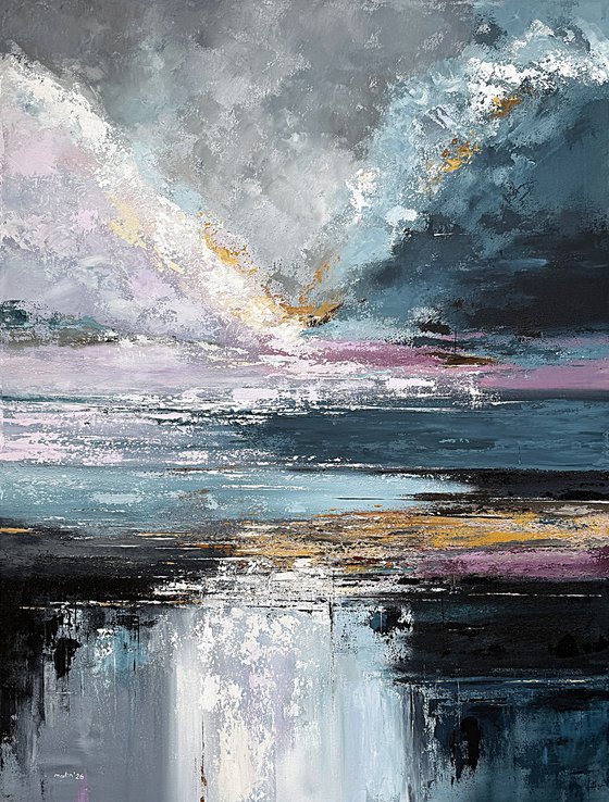 Where Silver Sky Meets Violet Water