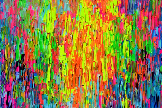 55x31.5'' Large Ready to Hang Abstract Painting - XXXL Huge Colourful Modern Abstract Big Painting, Large Colorful Painting - Ready to Hang, Hotel and Restaurant Wall Decoration, Happy Gypsy Dance 2