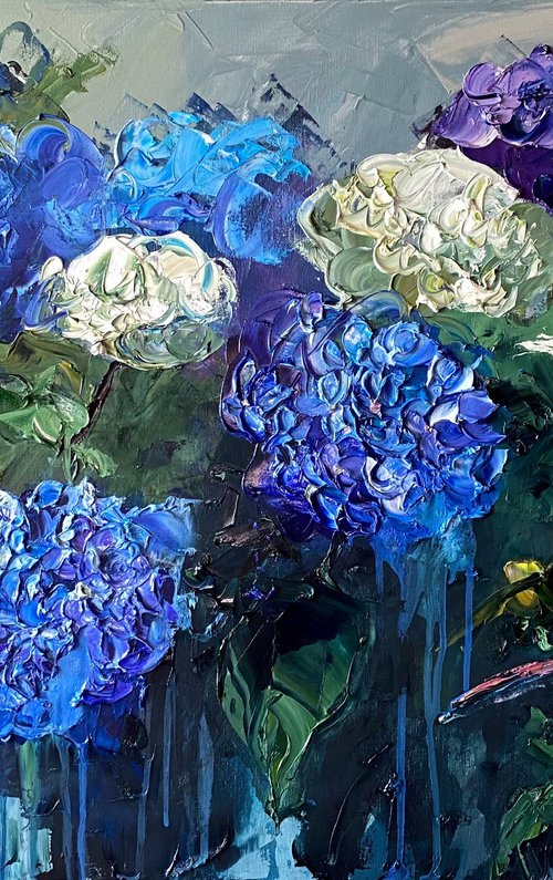 Hydrangea Garden I — Large Floral by Mily Art