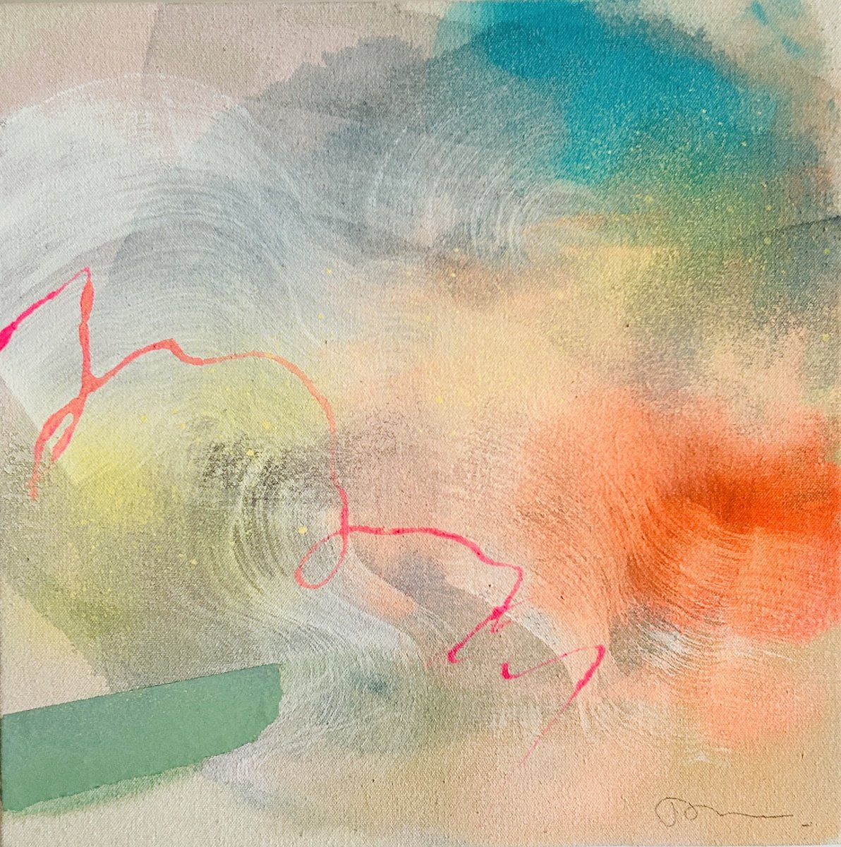 Abstract Painting By Ryoko Minamitani, 12 X 12", Colour Sounds 2, Original Artwork