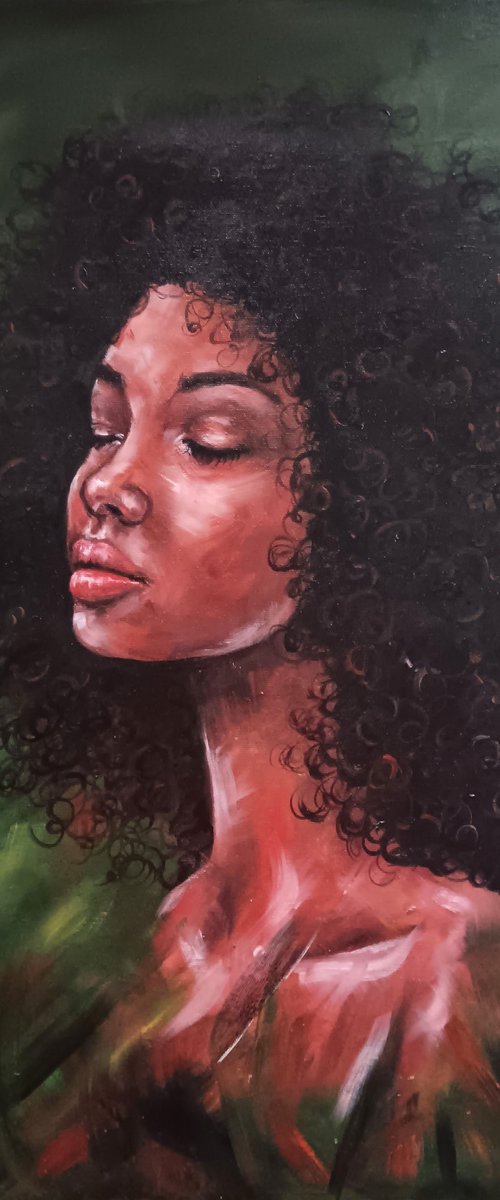 Spirit of Africa - oil portrait painting by Mateja Marinko
