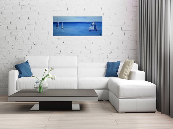 Calm Sea - Seascape - Acrylic Painting - Canvas Art- Blue Wall Art