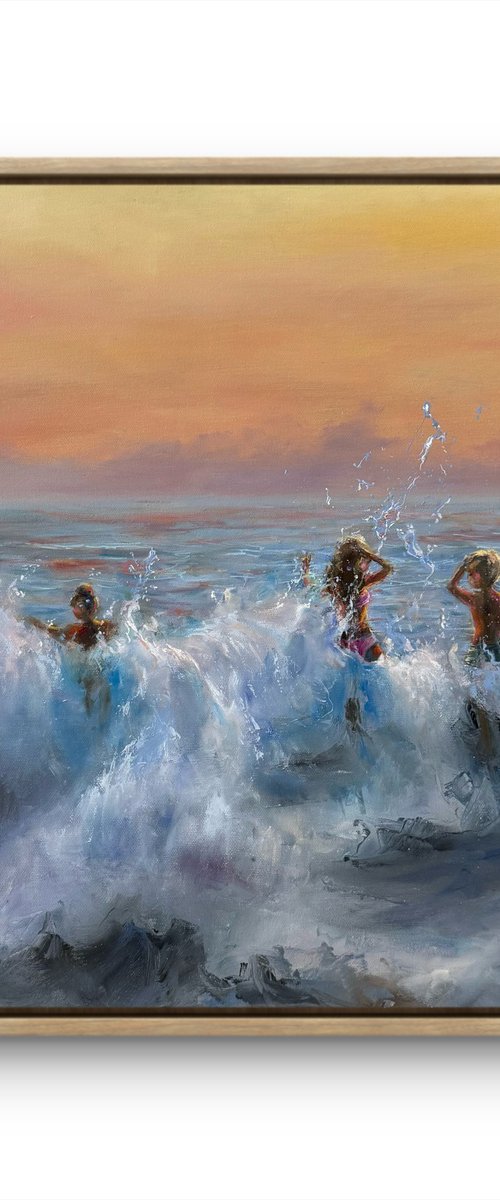Jumping sunset waves by Alesia Yeremeyeva