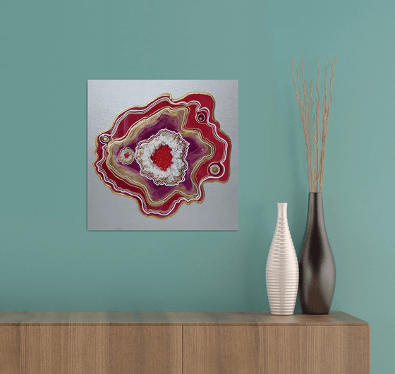 Agate  Gold, Red ,Fuchsia