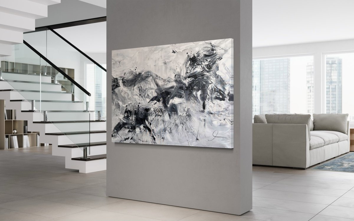 Expressive Abstract Acrylic Painting By Maria Bevilacqua-Fischer, 79 X 55", Willpower I, Original Artwork