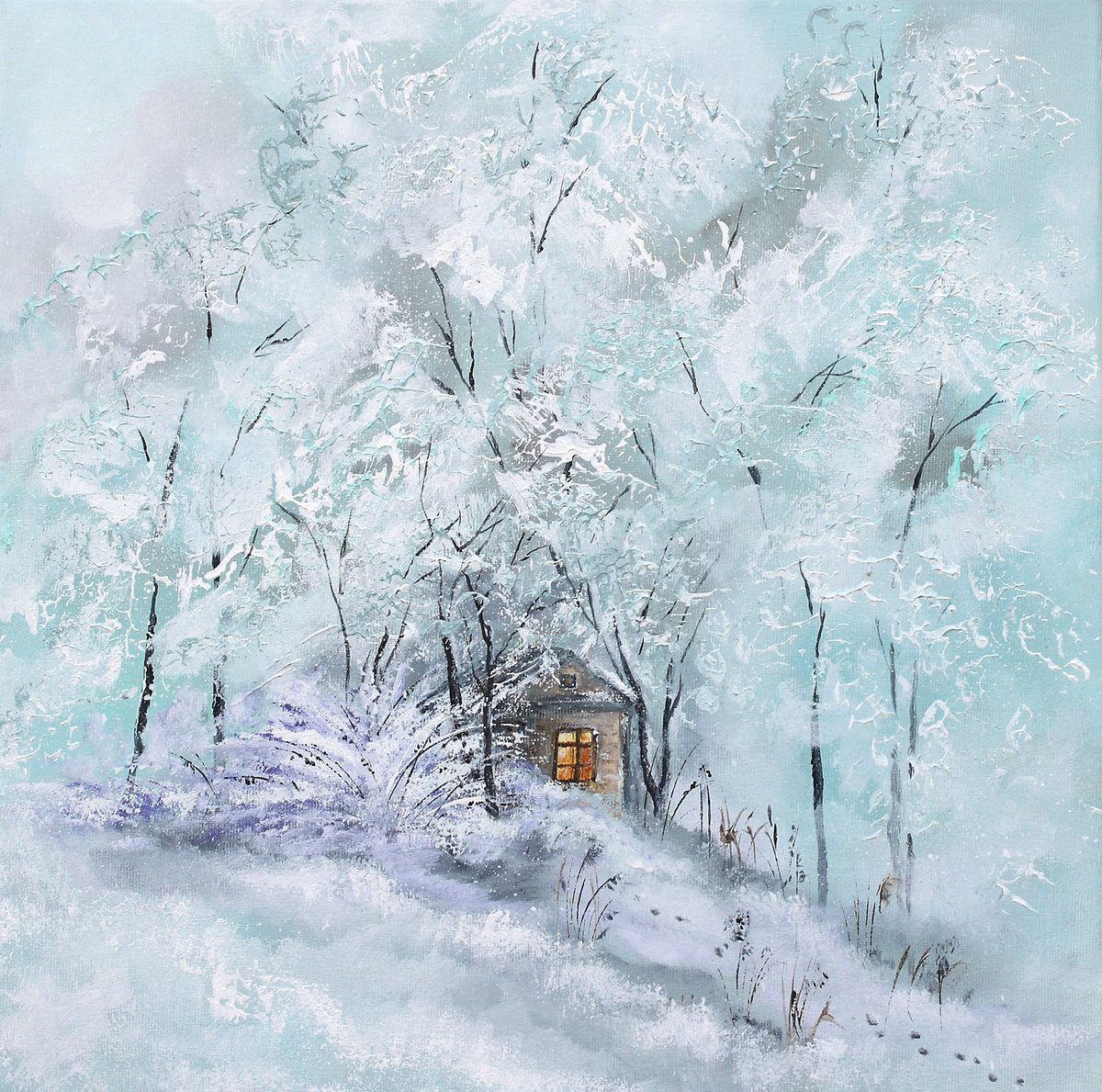 Quiet Shelter In Frost By Katerina Koroleva, 20 X 20, Artwork For Sale On Artfinder