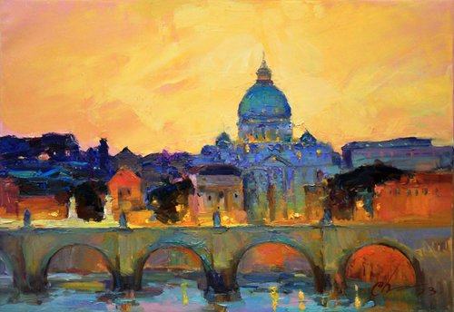 St. Angelo Bridge in Rome, Italy by Sergei Chernyakovsky