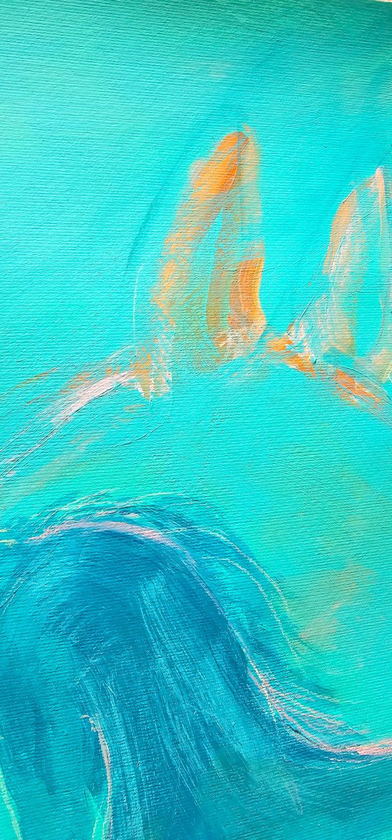 The spirit of the blue horse on green