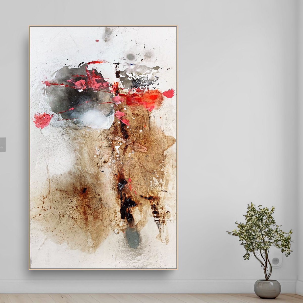 Organic Abstract Acrylic Painting By Adriano Ribeiro, 28 X 16, Miles Away, Original Artwork