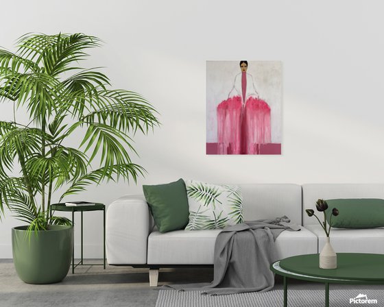 Girl with Flowers III (Pink & White)