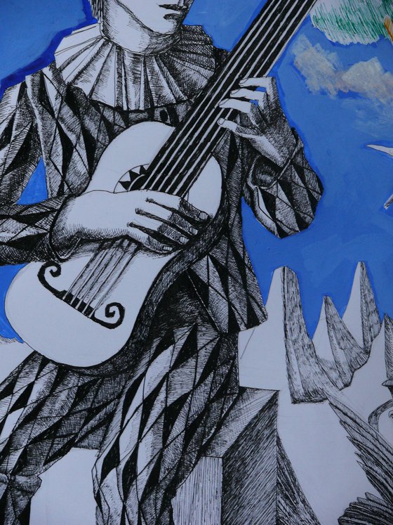 Harlequin With Guitar