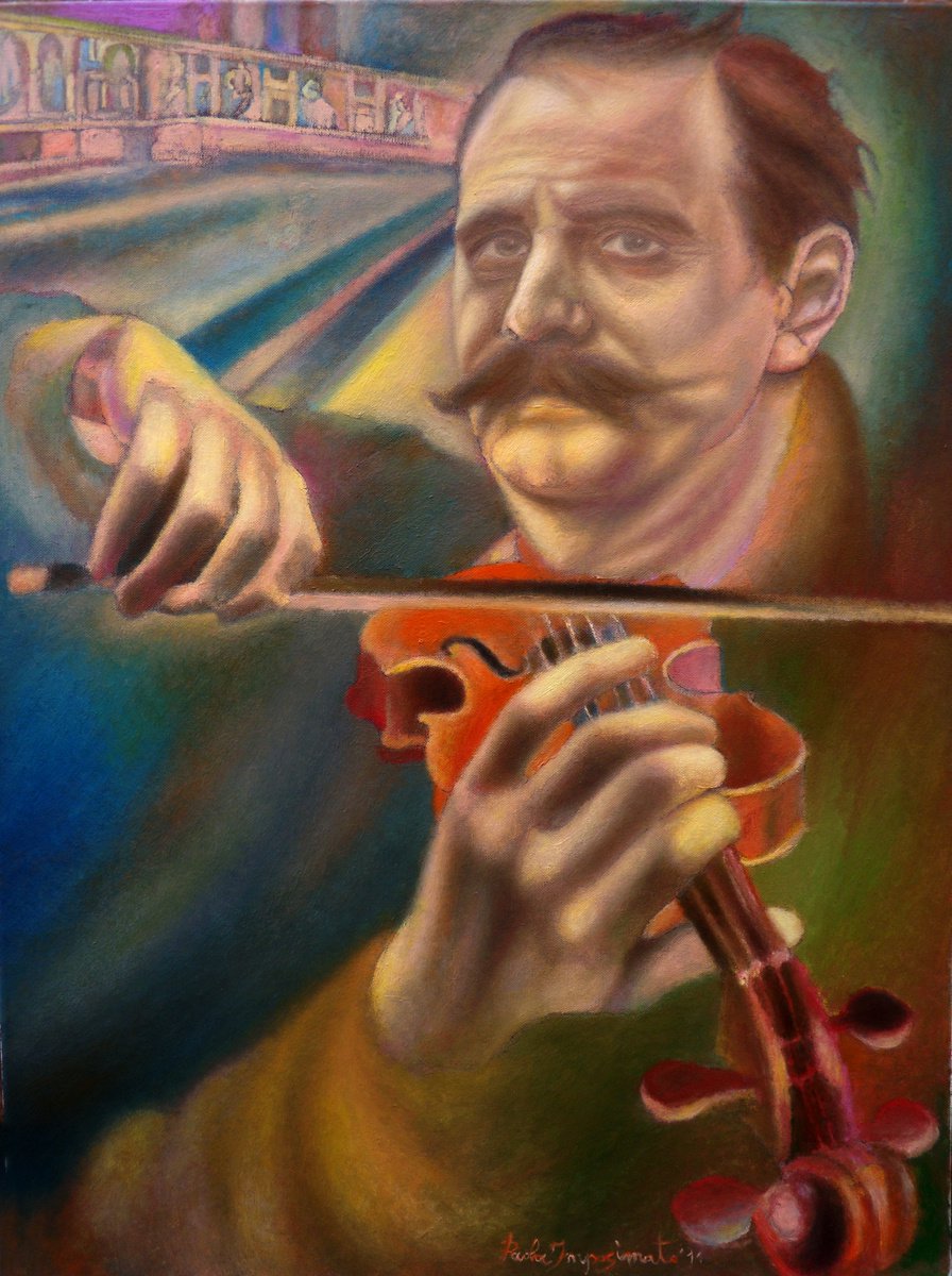 Expressive Portrait Oil Painting By Paola Imposimato, 24 X 31", Tribute To Rinaldo Franci, Original Artwork