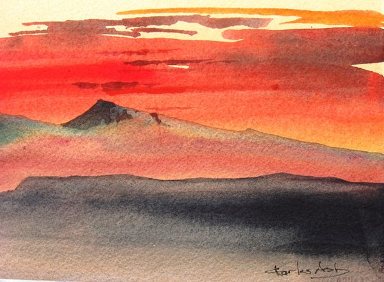Desert Sky Sunset - Original Watercolor Painting