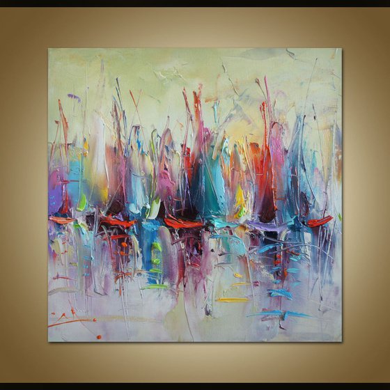 colorful shadows , Abstract Oil Painting on Canvas