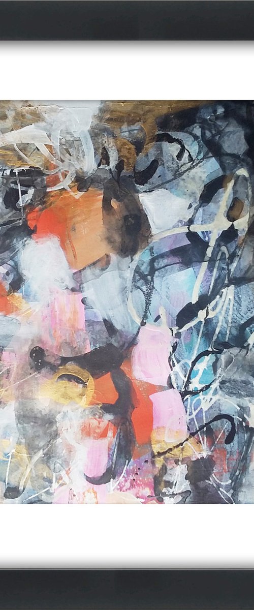 Rêvasseur (Daydreamer) - Framed and ready to hang - original abstract painting by Carolynne Coulson