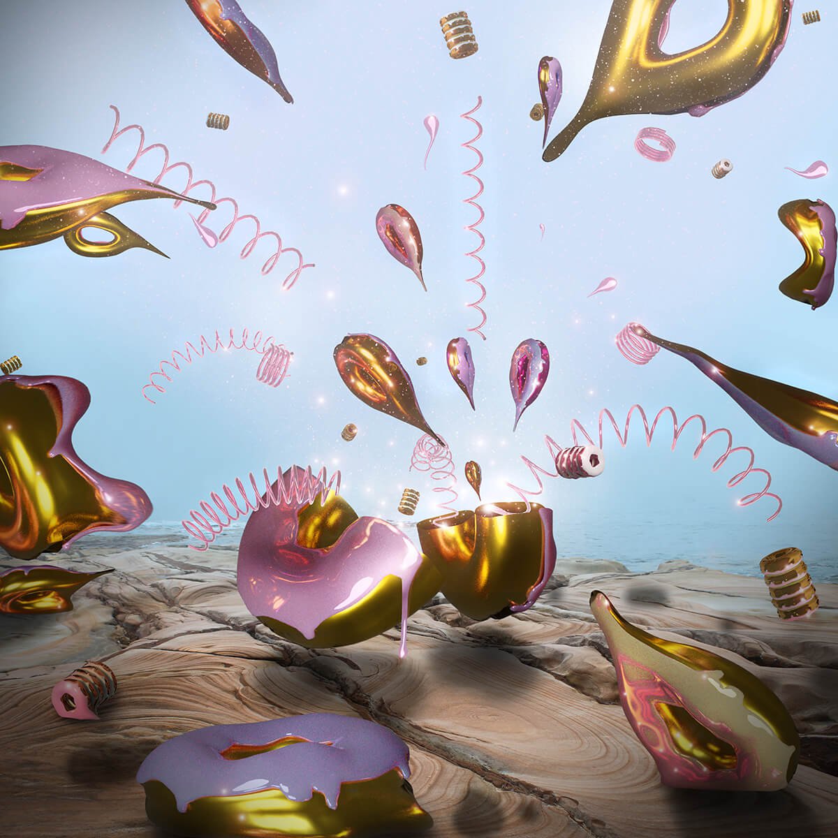 Surrealistic Still Life Print By Vanessa T Stefanova, 24 X 24", Doughsplosion, Original Artwork