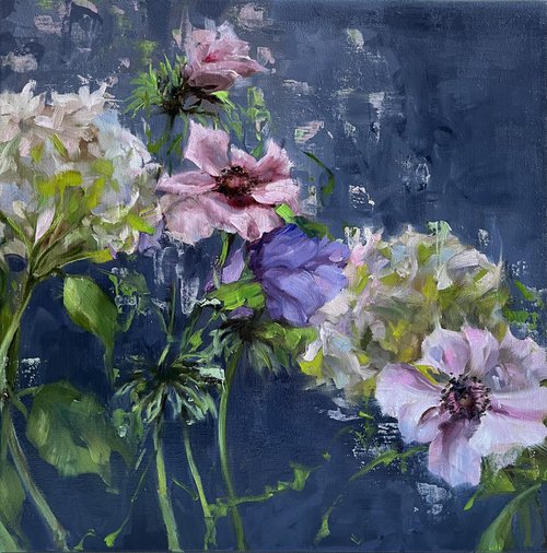 HYDRANGEA WITH ANEMONES FLOWERS by Elena Mashajeva-Agraphiotis