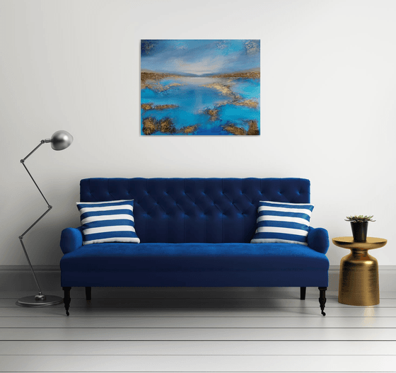 A XL large beautiful modern semi-abstract  seascape painting "Peace"