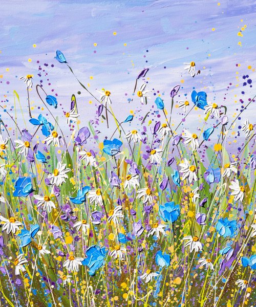 Daisy Dreams - Original Flower Field Painting by Olga Tkachyk
