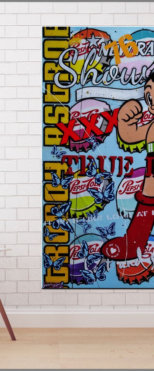 Astro 140cm x 100cm Astro Boy Textured Urban Pop Art by Franko