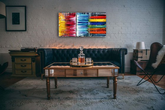 "Brave New World" - FREE USA SHIPPING + Special Price - Original PMS Abstract Oil Painting On Canvas - 36" x 18"