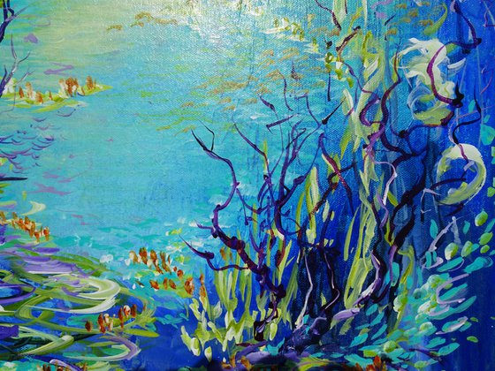 IT'S A NEW DAY. Modern Impressionism inspired by Claude Monet Water-lilies