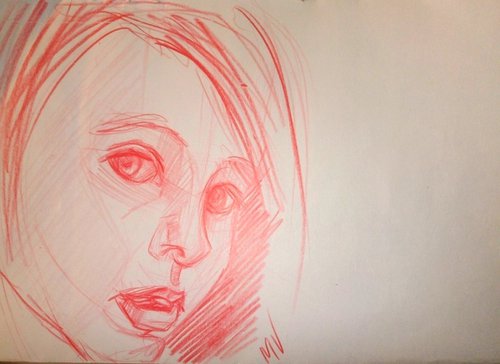 Girl sketch - original drawing on paper. by Mag Verkhovets