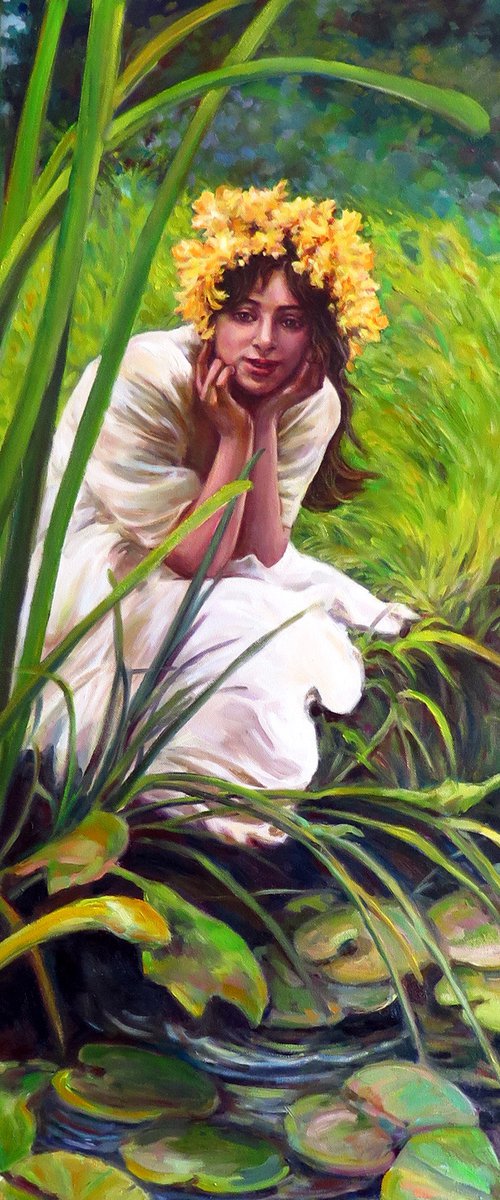 Summer Pond, Contemporary Art, Figurative, by QI Debrah