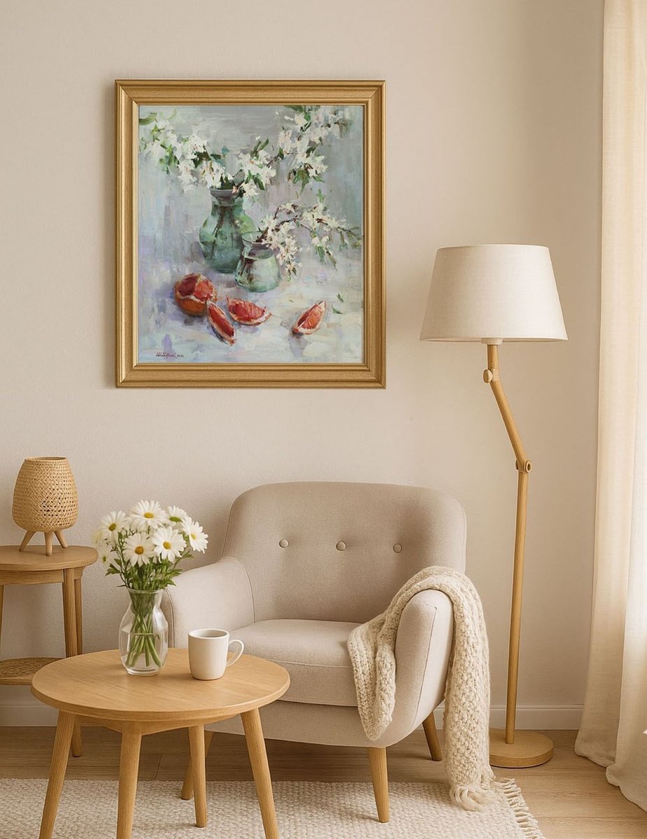 Impressionistic Still Life Oil Painting By Tetiana Shendryk, 24 X 28", Still Life With Grapefruit, Original Artwork