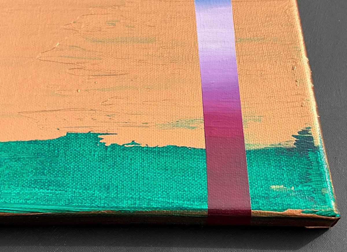 Organic Landscape Acrylic Painting By Kaliya Ka, 8 X 8", Land And Lines 4, Original Artwork